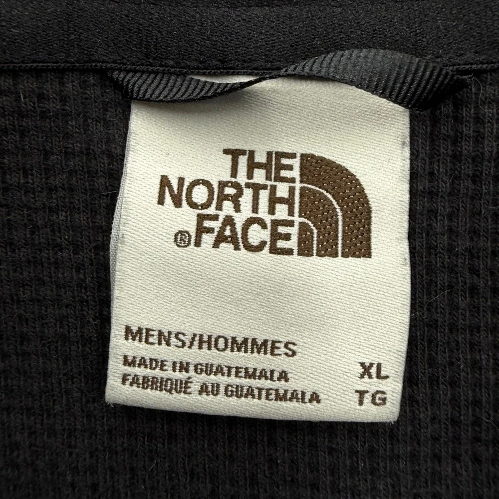 The North Face Mens Black Waffle Knit Thermal Pullover Hoodie XL